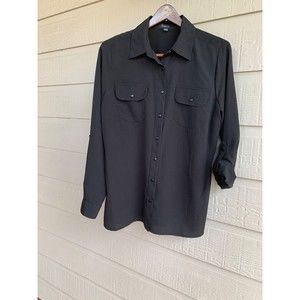 Elementz convertible long to 3/4 Sleeve button up shirt Black Women M